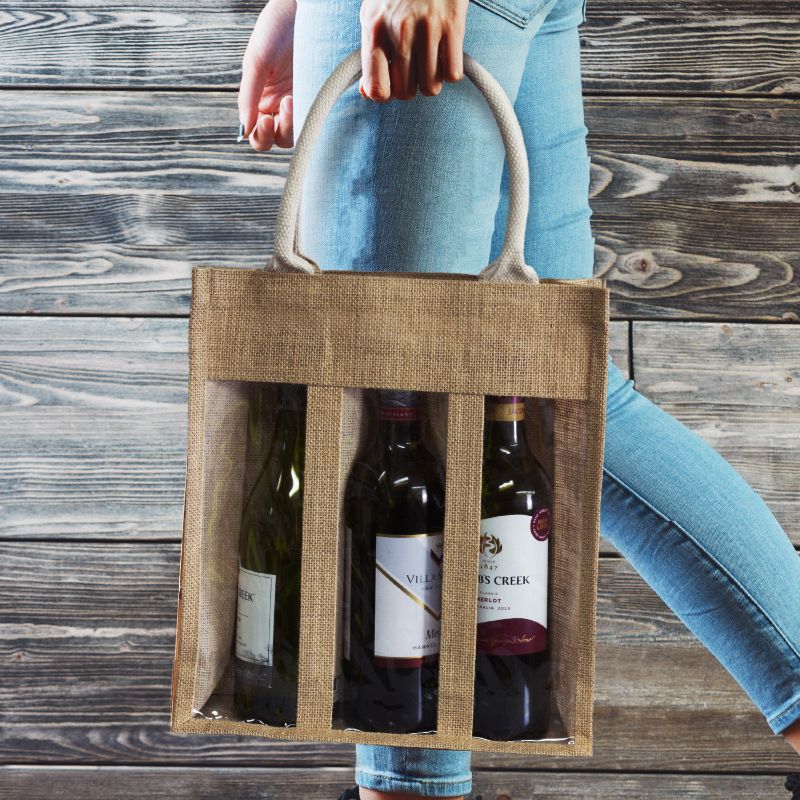 Jute Triple Wine Carrier - Serena (6 Units)