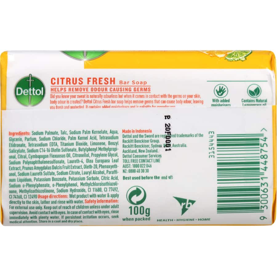 Dettol Bar Soap Citrus Fresh 100g bars 3pack