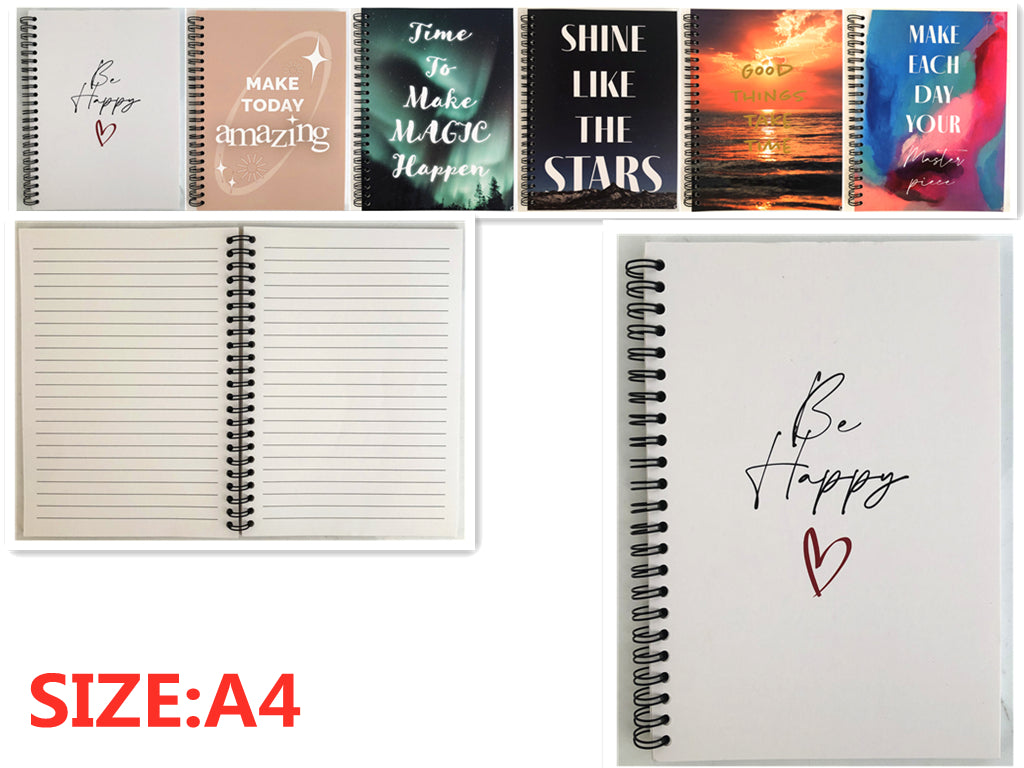Notebook - Hard Cover A4 (Set Of 6 Assorted)