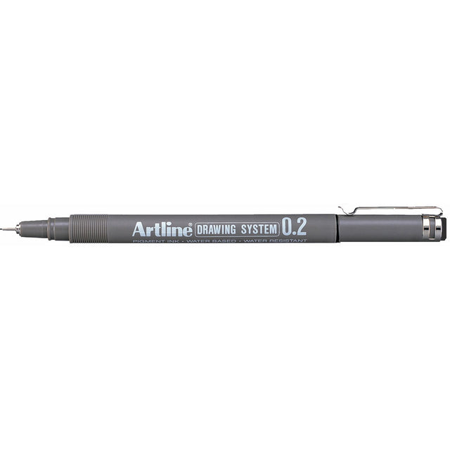 Pack of 12 Artline 232 0.2mm black drawing pens, features precision nibs and water-resistant, fadeproof ink.