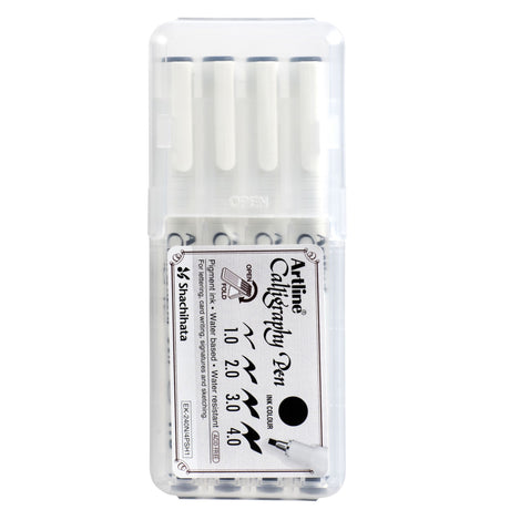 Set of four ARTLINE calligraphy pens in black with varying nib sizes for precise and creative lettering.