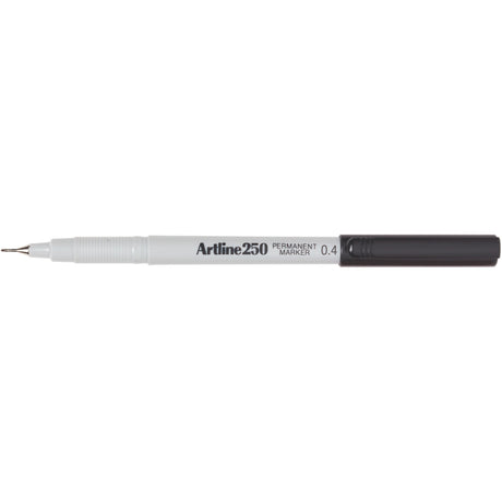 Artline 250 Permanent Marker with 0.4mm nib, black ink, 12-pack, ideal for fine line marking, quick drying, and low odour.