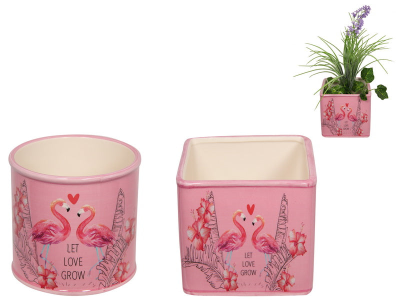 Planter - 13cm Flamingo Pot - Set of 2