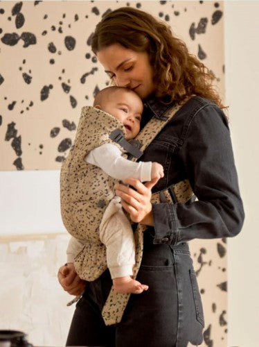 Baby Carrier - BABY BJORN Mini Woven (Beige/Dark Grey Print)