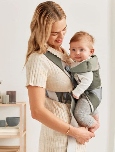 Baby Carrier - BABY BJORN MINI Cotton (Puzzle Paint Khaki/Green)