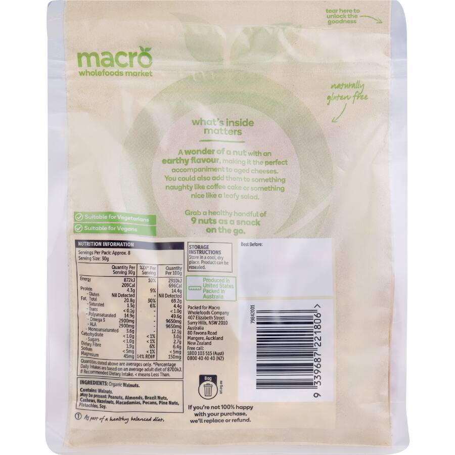 Macro Organic Walnuts  - 250g