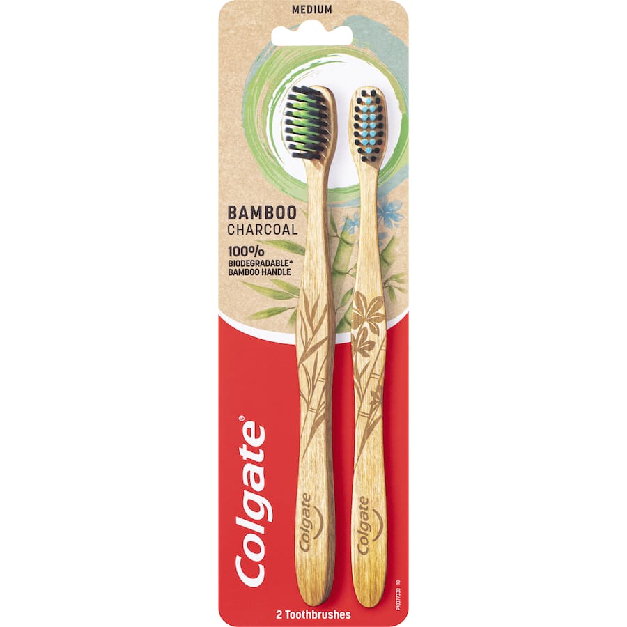 Colgate Bamboo Toothbrush Charcoal Medium Value Pack 2pack