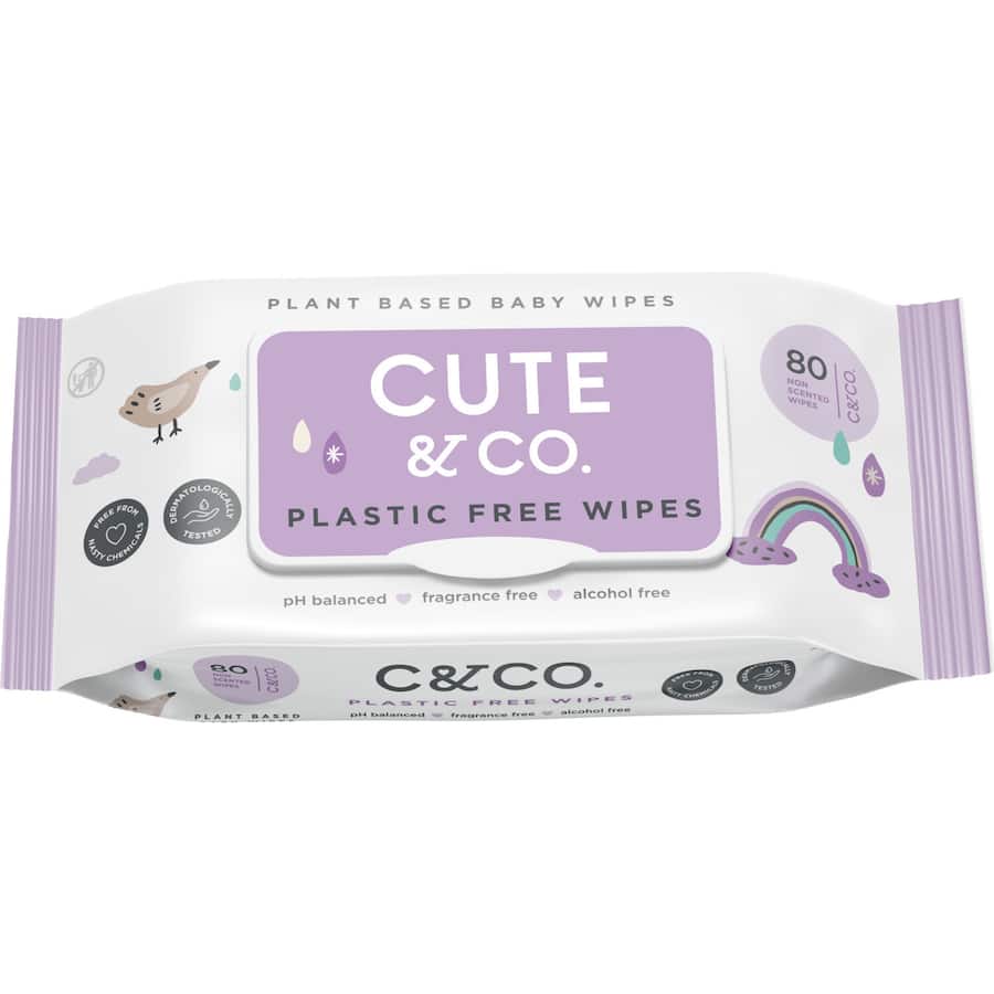 Cute & Co Baby Wipes Fragrance Free 80pack