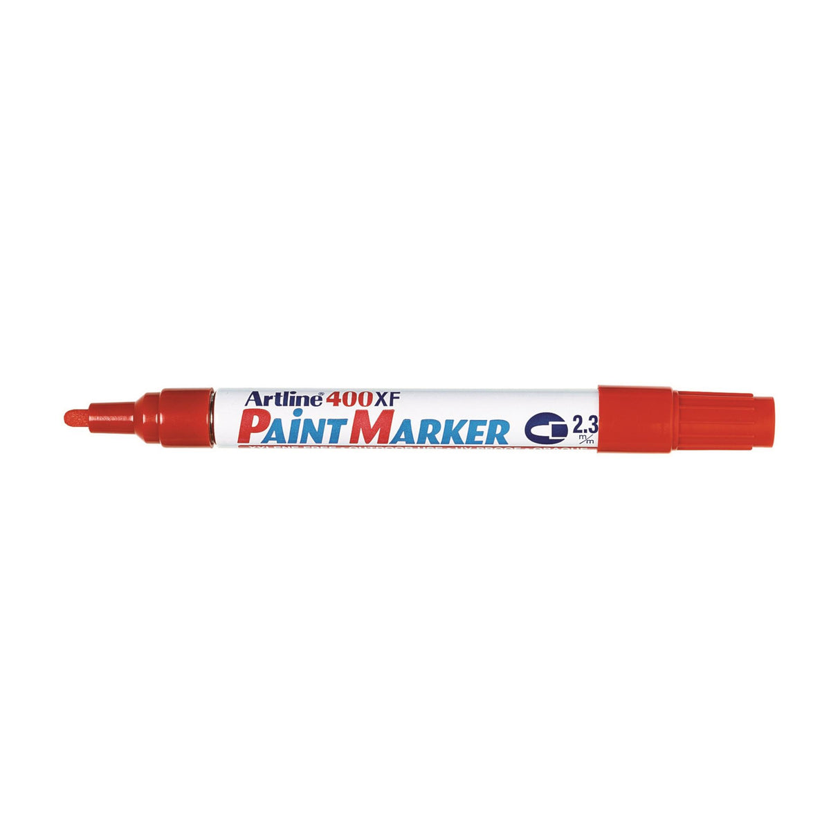 Pack of 12 Artline 400 red paint markers with 2.3mm bullet nib, ideal for precision marking and vibrant creativity.