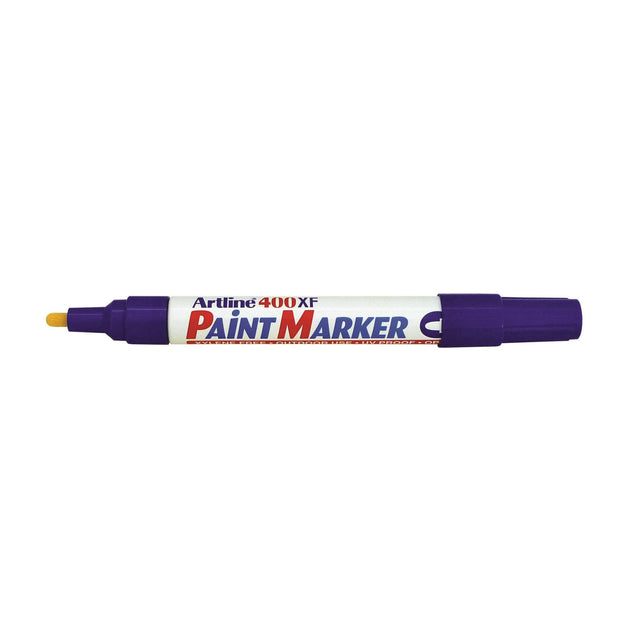 Set of 12 Artline 400 Blue Paint Markers with 2.3mm bullet nib, ideal for permanent, vibrant, and indelible marking.