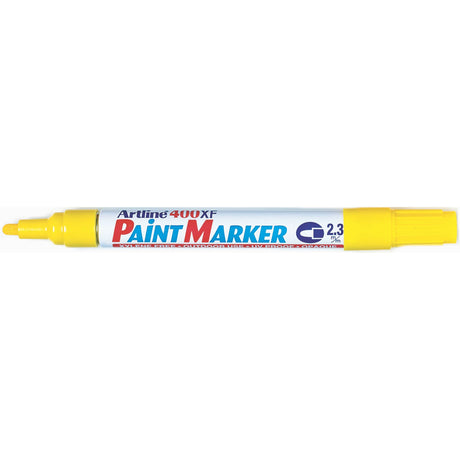 Artline 400 yellow paint marker pack of 12 with 2.3mm nib for vibrant, permanent, and quick-drying marking.