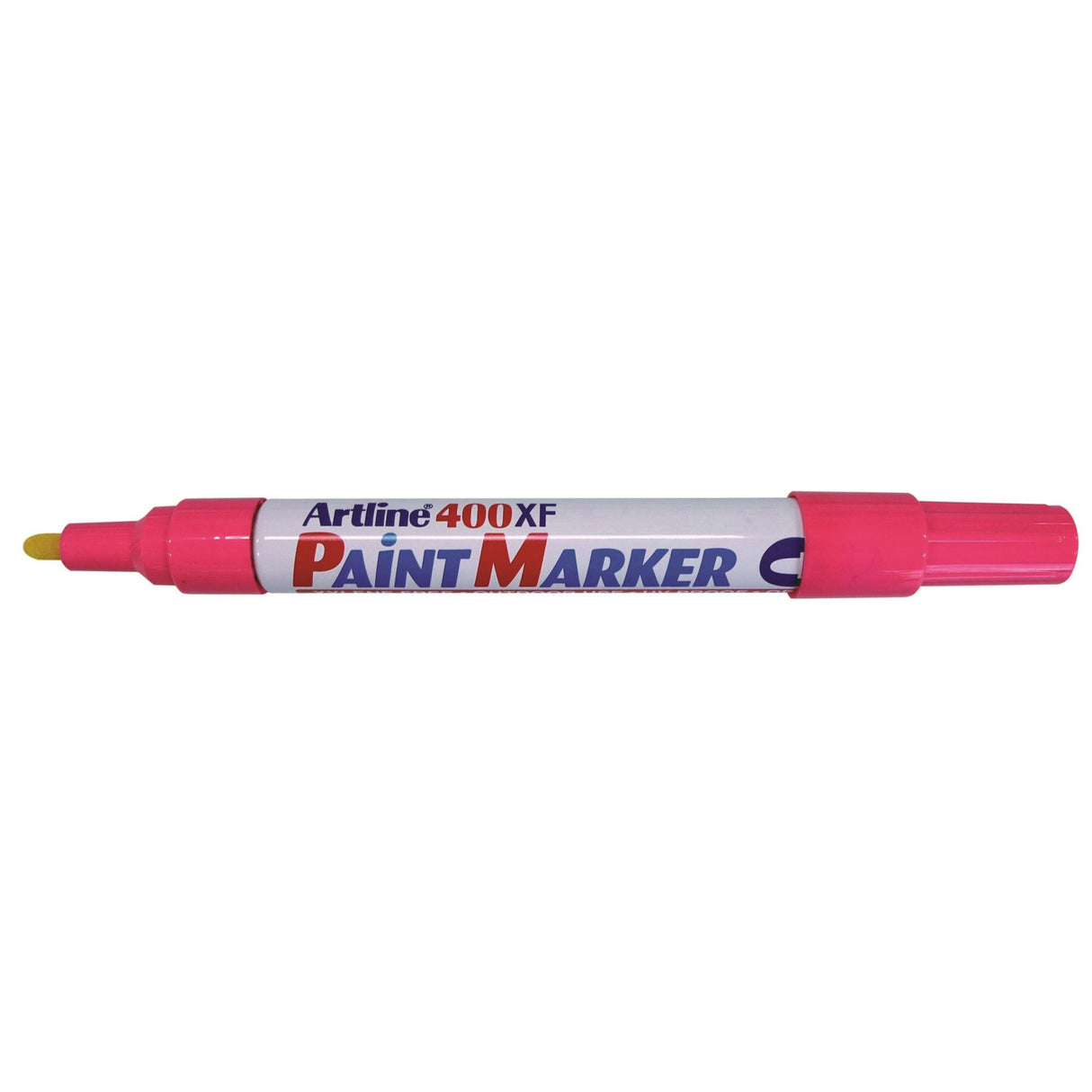Artline 400 Paint Marker in pink, 2.3mm bullet nib, perfect for permanent indoor and outdoor creative projects.