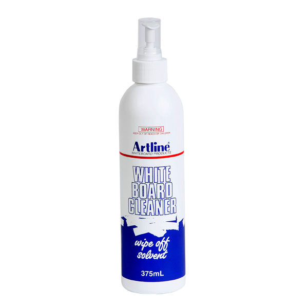 Artline W/Board Cleaner 375ml for spotless whiteboards, effectively removes ghosting and stains with an alcohol-based formula.