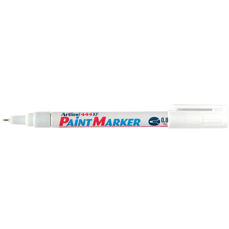 Set of 12 Artline 444 Permanent White Paint Markers with 0.8mm bullet tip for precise and vibrant marking.