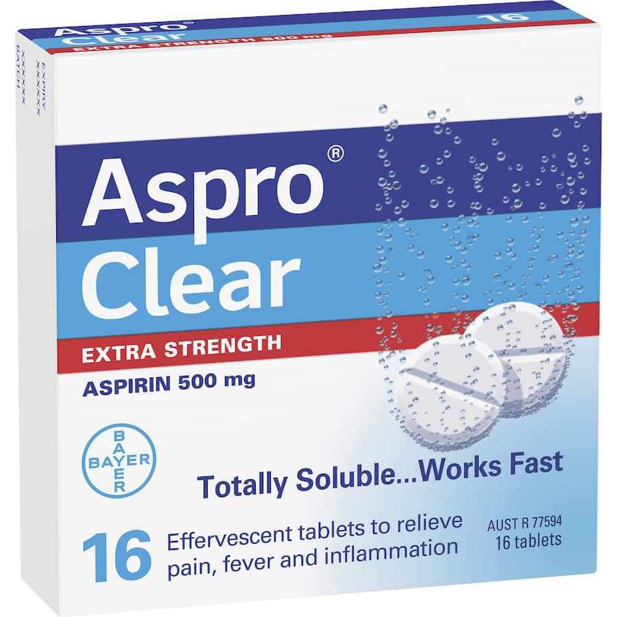Aspro Extra Strength Pain Relief Aspirin Soluble Effervescent Pack 16 tabLets