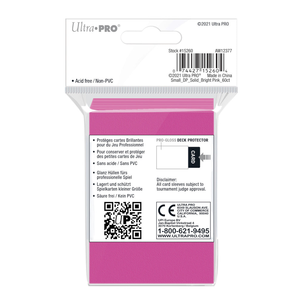 Ultra Pro: UP15260 PRO-Gloss 60ct Small Deck Protector sleeves: Bright Pink