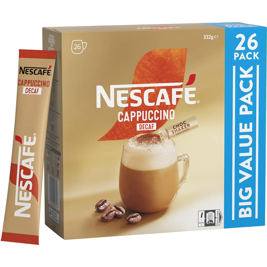 Nescafé Coffee Sachets Capuccino Decaf 26 pack 332g