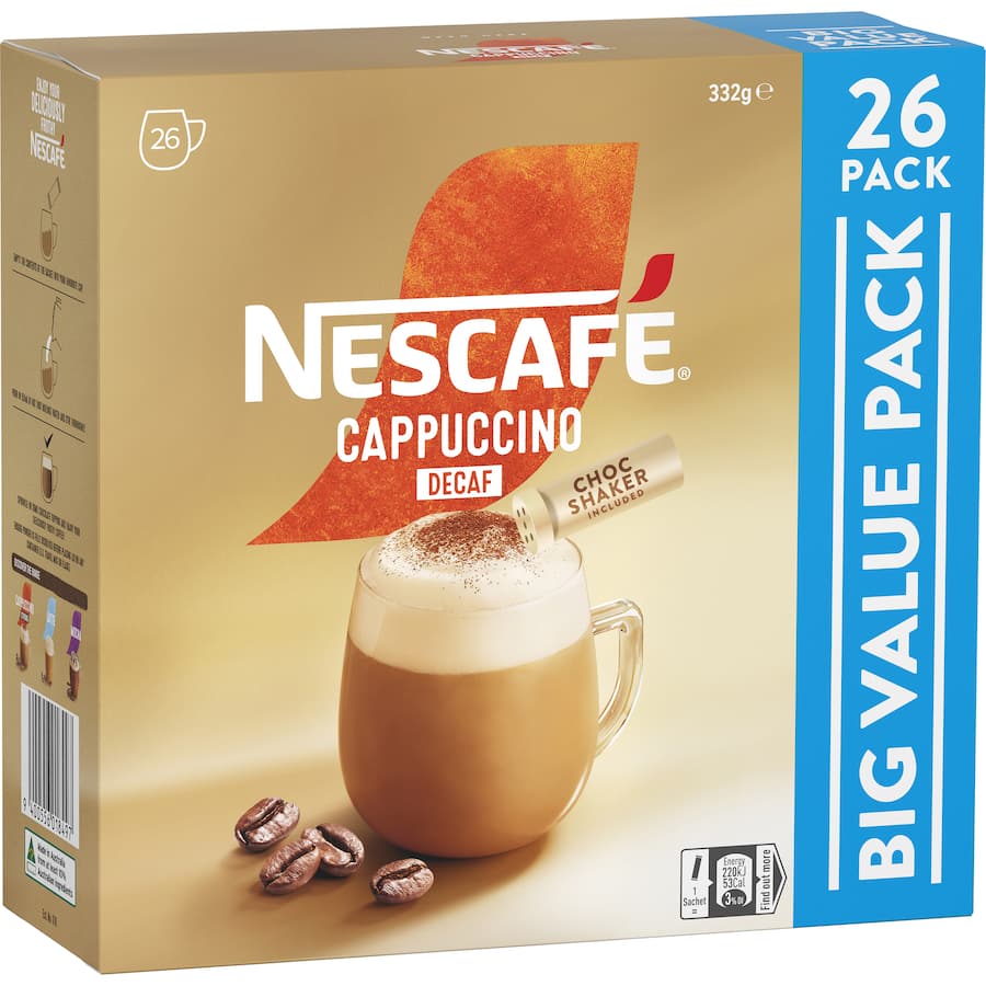 Nescafé Coffee Sachets Capuccino Decaf 26 pack 332g