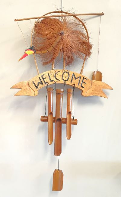 "Welcome" Bird Bamboo Wind Chimes