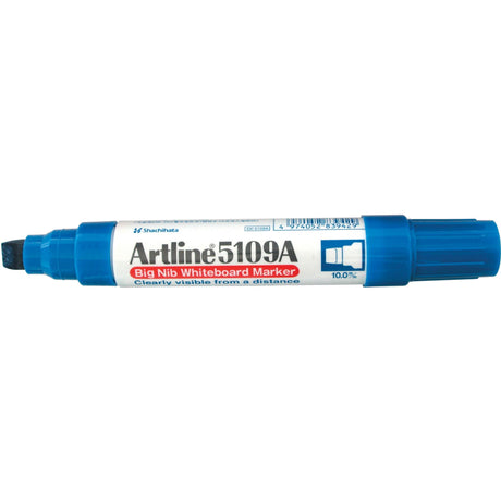 Set of 6 Artline 5109a whiteboard markers with 10mm chisel nibs in blue, ideal for bold, easy-to-read presentations.