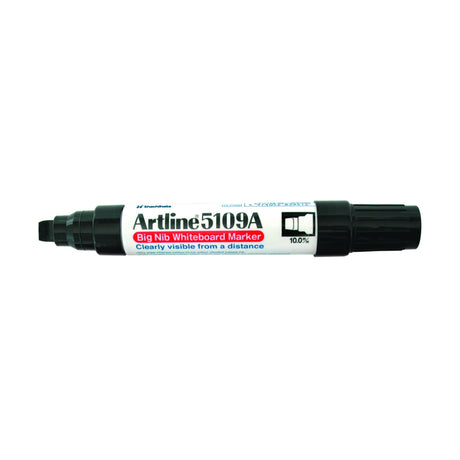 Artline 5109a black whiteboard marker with 10mm chisel nib for bold, vibrant writing and clear visibility.
