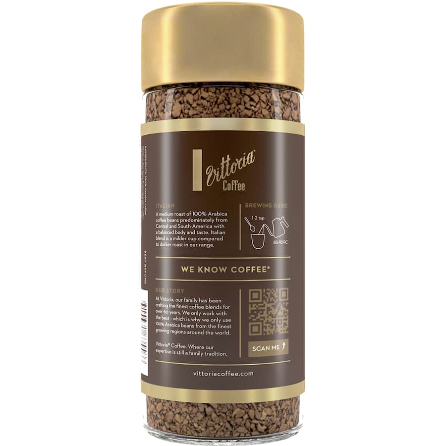 Vittoria Instant Coffee Italian Freeze Dried Jar 100g