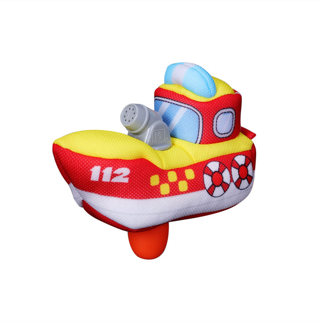 Vibrant BB JUNIOR SPLASH 'N PLAY FIRE BOAT water toy for toddlers, perfect for imaginative play and summer fun.