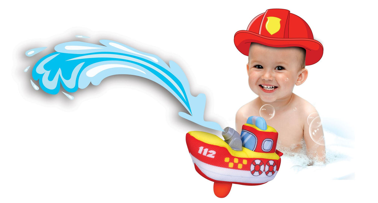 Vibrant BB JUNIOR SPLASH 'N PLAY FIRE BOAT for toddlers, designed for exciting water play and skill development.