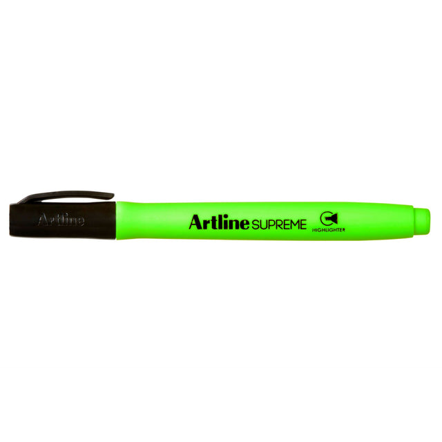12 vibrant green Artline Supreme highlighters with ergonomic design, chisel nib for precise highlighting and long-lasting ink.
