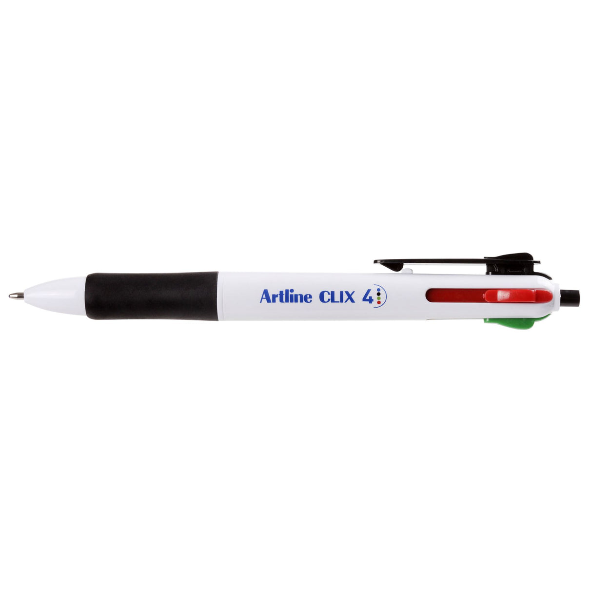 Artline Clix 4 multi-colour ballpoint pen set featuring black, red, blue, and green ink for versatile writing and creativity.