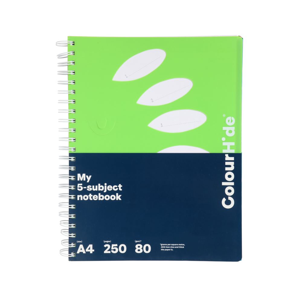 Colourhide My 5 Subject Notebook A4 250pg Green