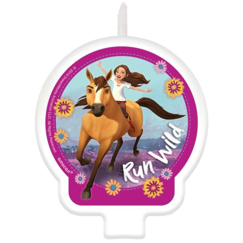 Charming 6cm Spirit Riding Free Candle featuring Lucky and friends, perfect for horse lovers and nostalgic decor.