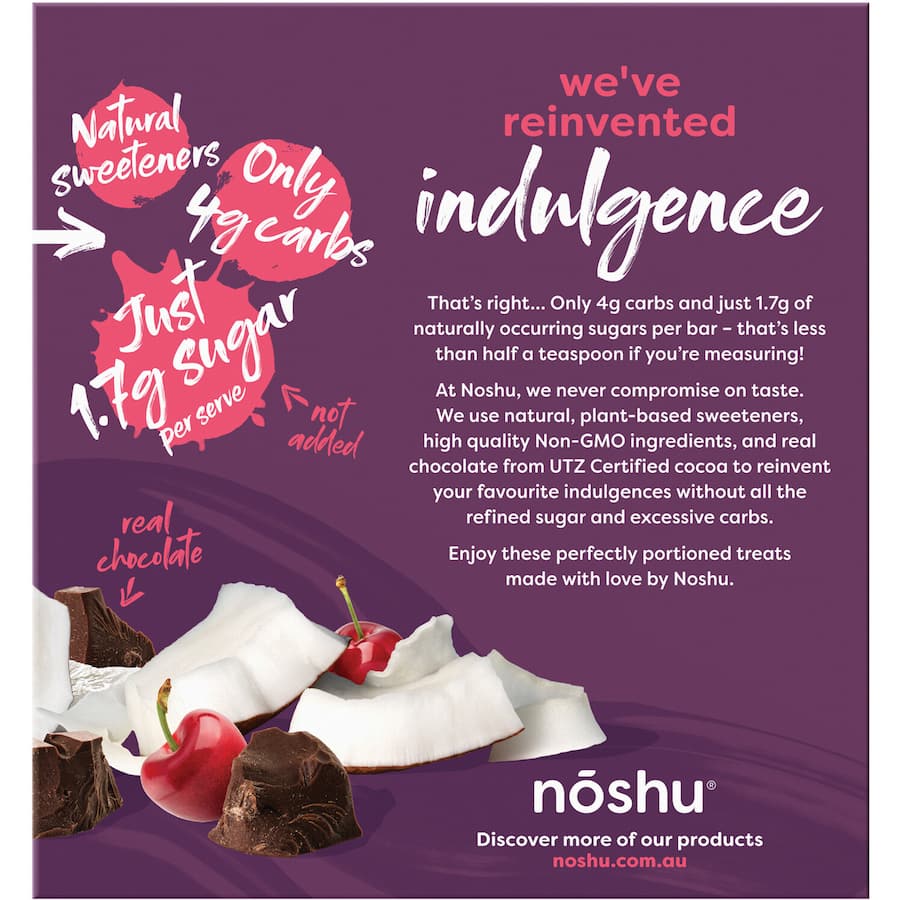 Noshu Low Carb Indulgence Bars Cherry & Coconut 5 pack 160g