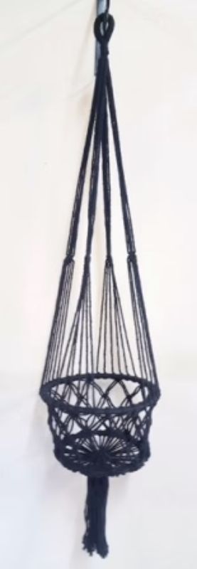 Macrame Pot Plant Hanger 22cm-Single Black