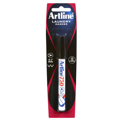 Artline 750 Laundry Marker with 0.7mm bullet nib, ideal for durable fabric marking and labeling.