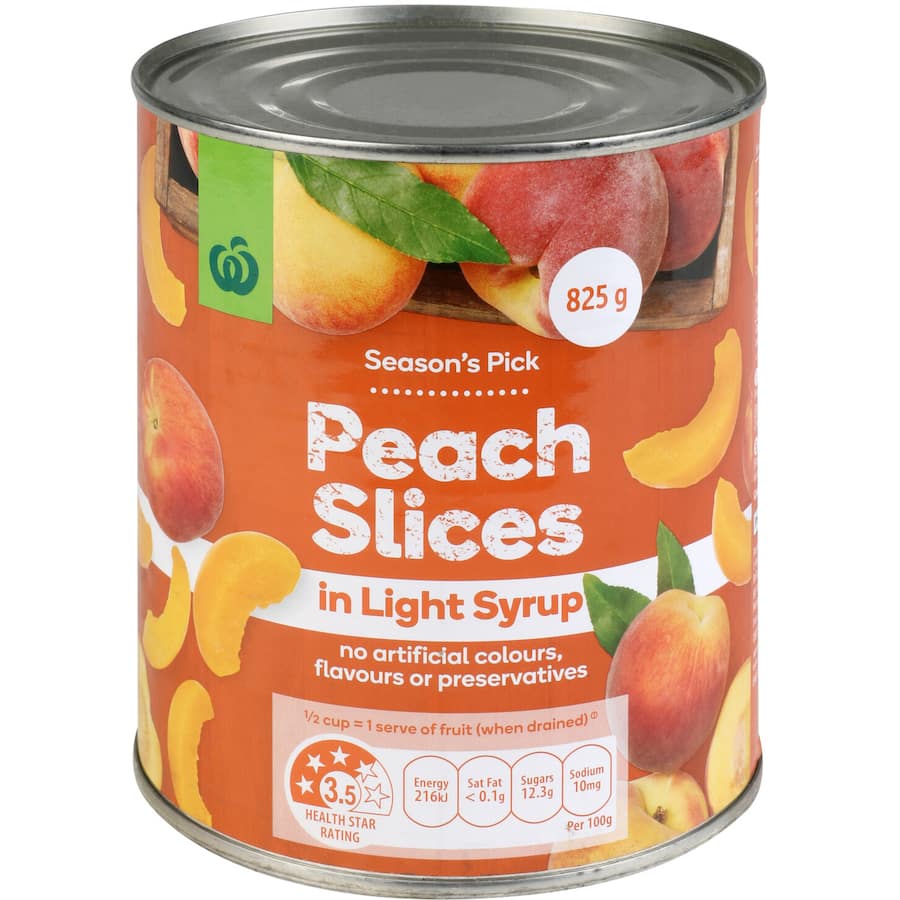 Woolworths Peaches Slices In Syrup Can 825g