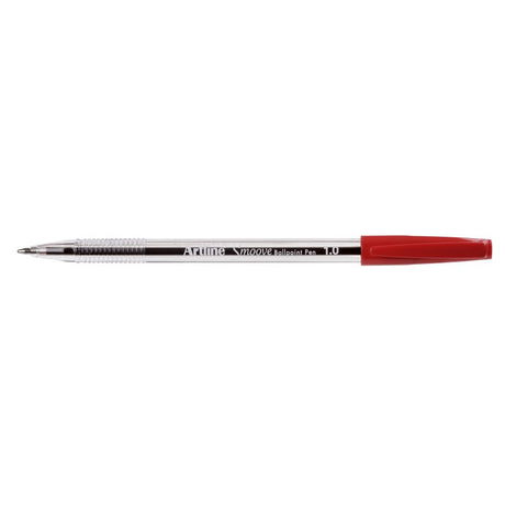 Set of 12 Artline Smoove medium red ballpoint pens, designed for smooth and reliable writing with a comfortable grip.