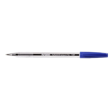 Pack of 12 Artline Smoove Medium Blue ballpoint pens designed for smooth, effortless writing with a comfortable grip.