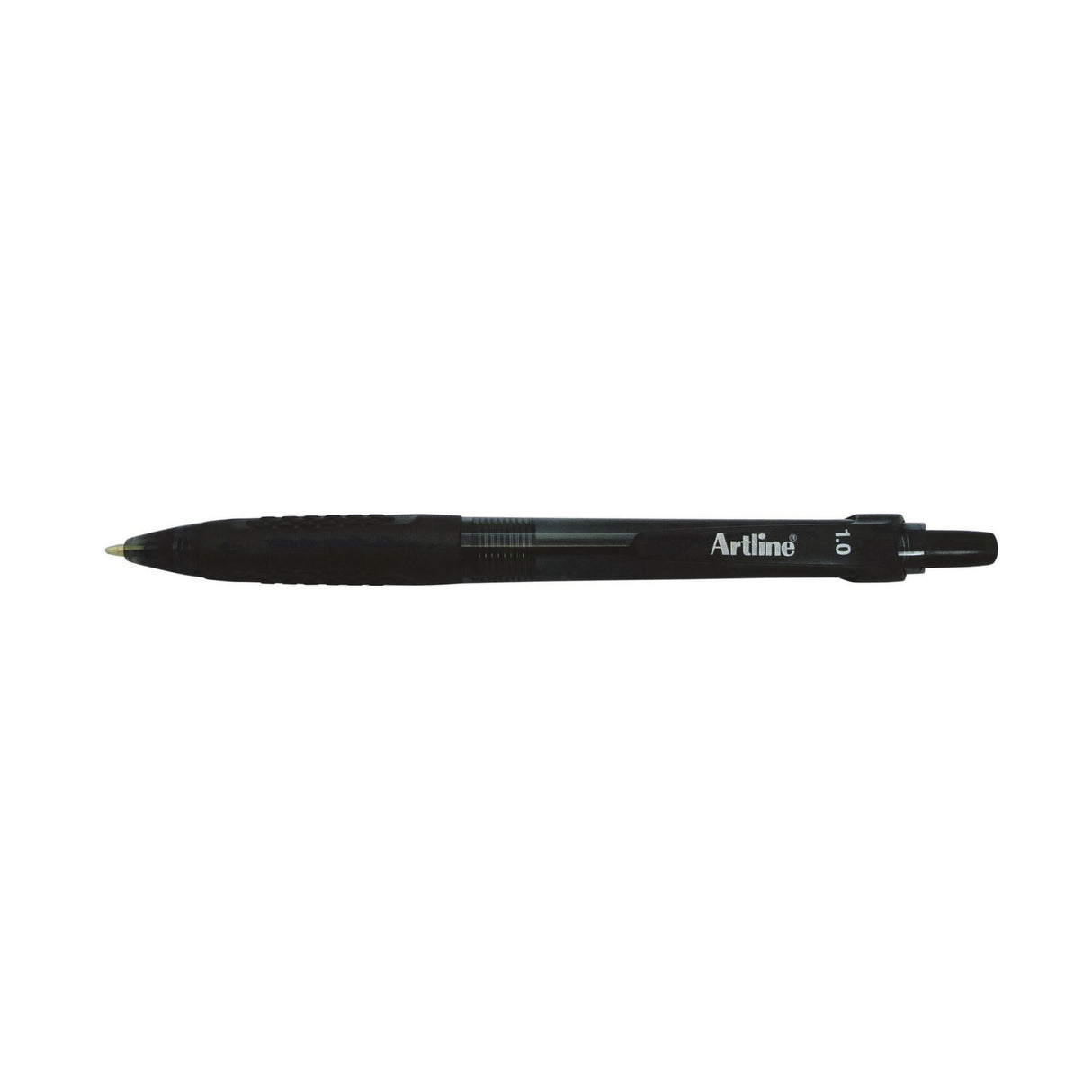 Artline 8410 BPP retractable ballpoint pens in black with rubber grip, pack of 12, designed for comfort and smooth writing.