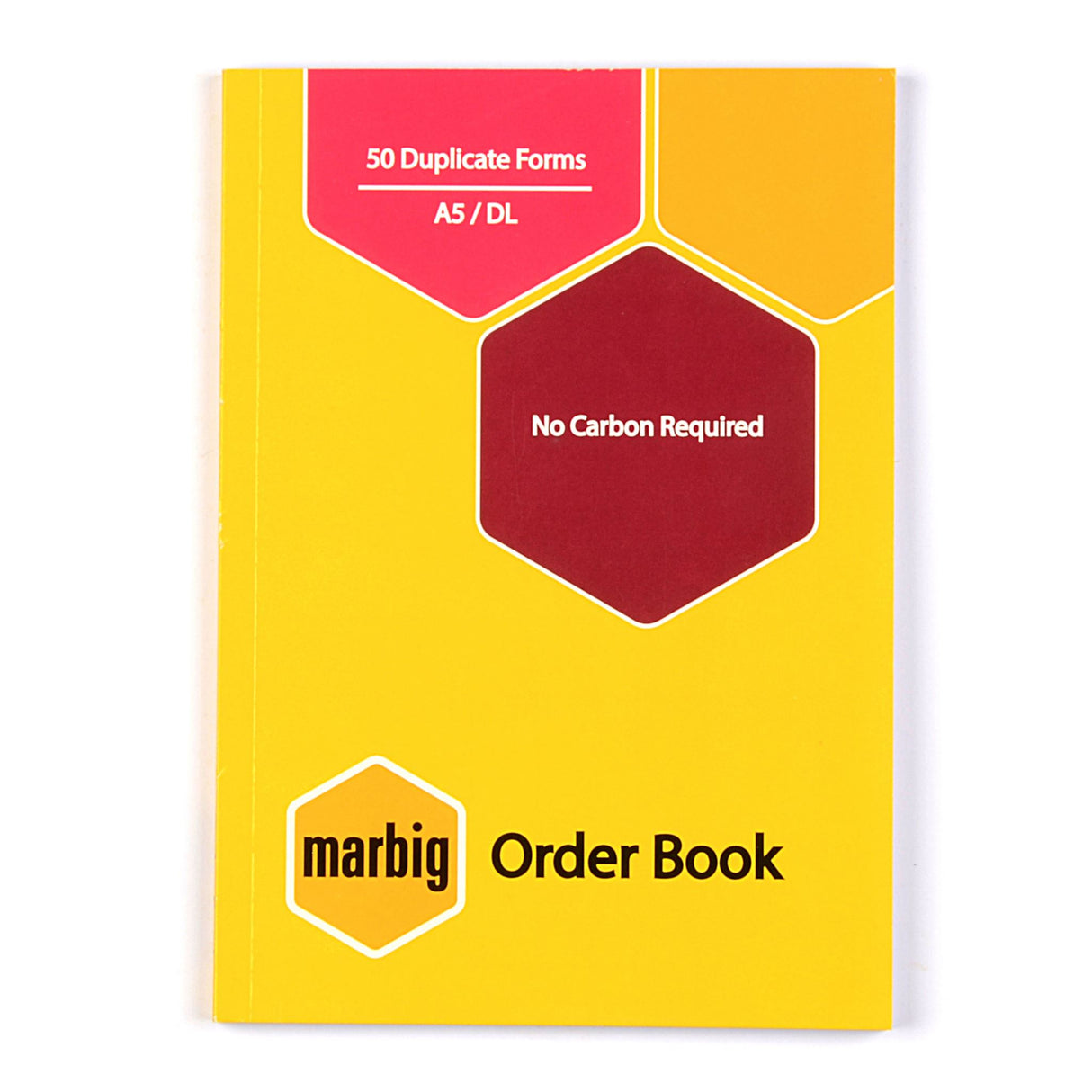 Marbig A5 Order Book with 50 pre-numbered, carbon-free duplicate forms for efficient order management in business.
