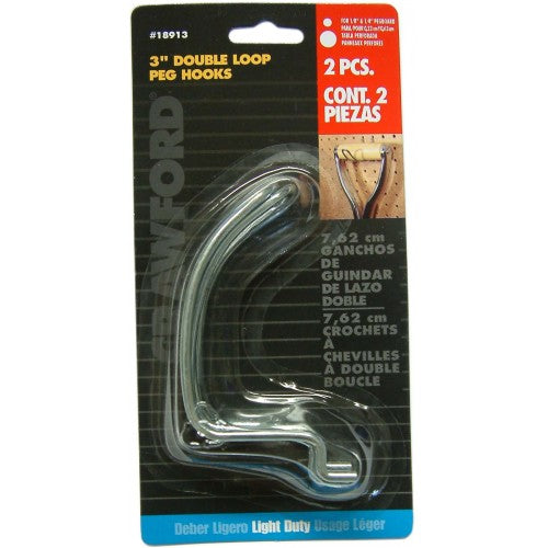 Pegboard Hooks (2) 1/8 X 3"Double  Loop