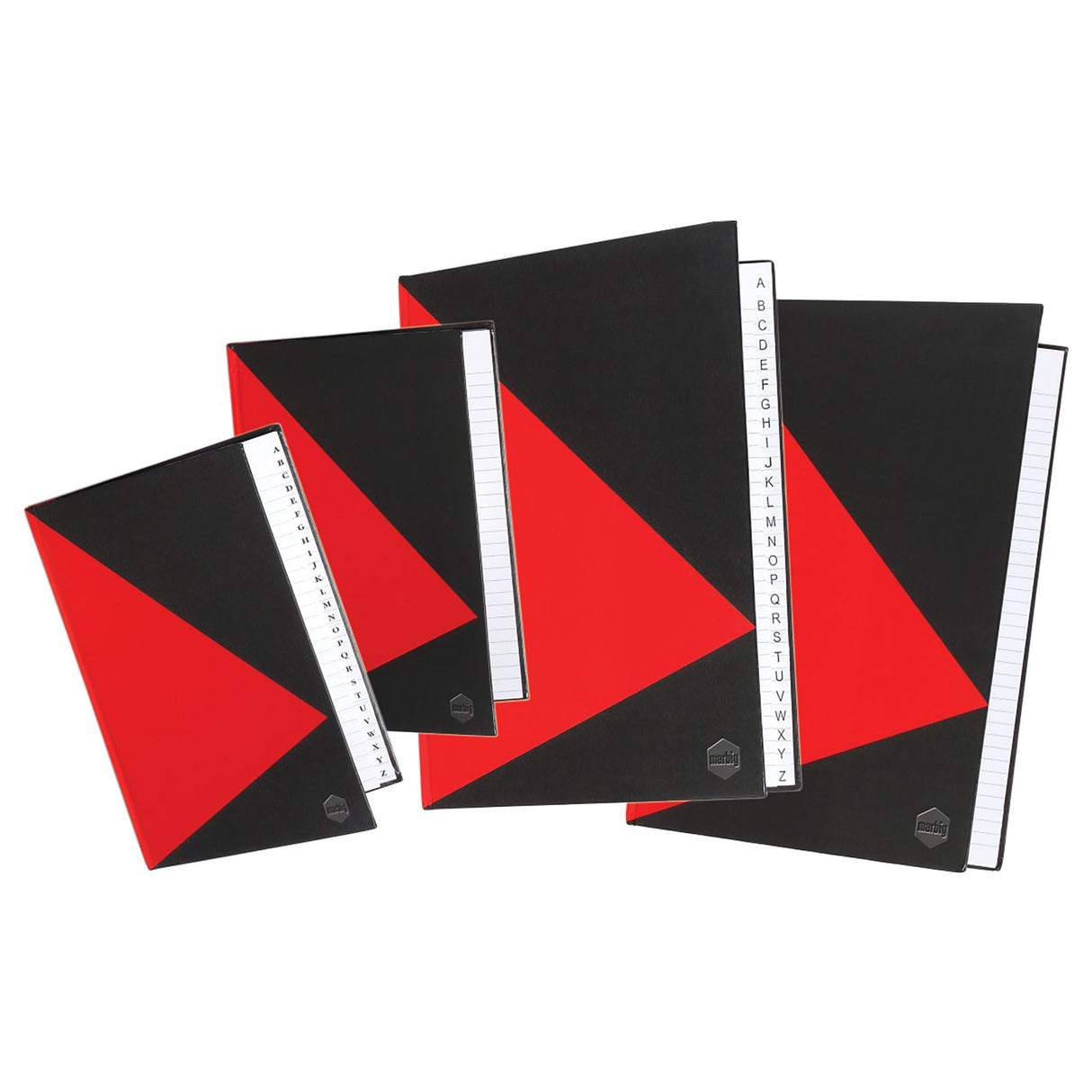 Marbig A5 Notebook with 200 pages, durable twin wire design, hard cover, and elegant Red & Black color scheme.