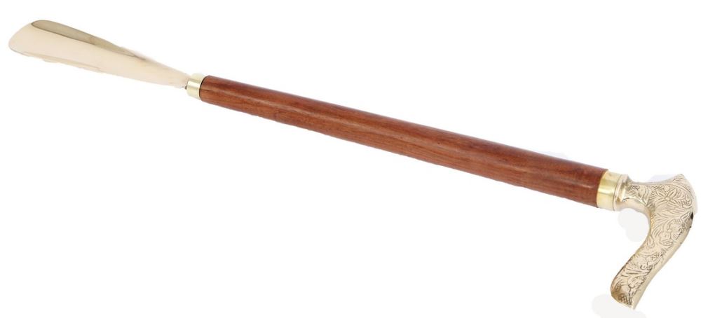 Shoe Horn Walnut Finish / Brass - 47cm
