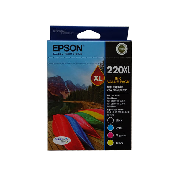 Epson 220XL 4 Ink High Yield Ink Cartridge Value Pack