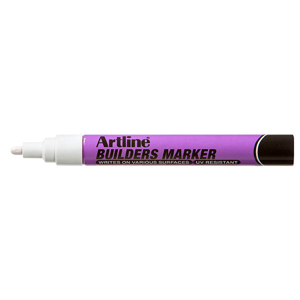 Artline Builders Marker White - 12 pack, durable 2.3mm nib, perfect for marking on rough surfaces with permanent ink.