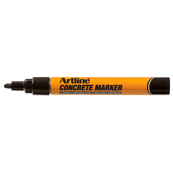 Artline Concrete Marker Black box of 12, ideal for marking on rough surfaces like concrete and wood with permanent, instant-drying ink.