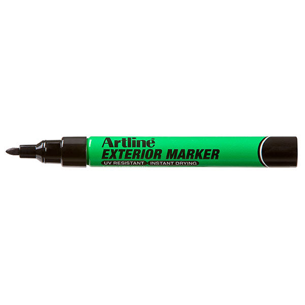 Box of 12 Artline Exterior Markers in black, designed for permanent, fade-resistant markings on various surfaces.