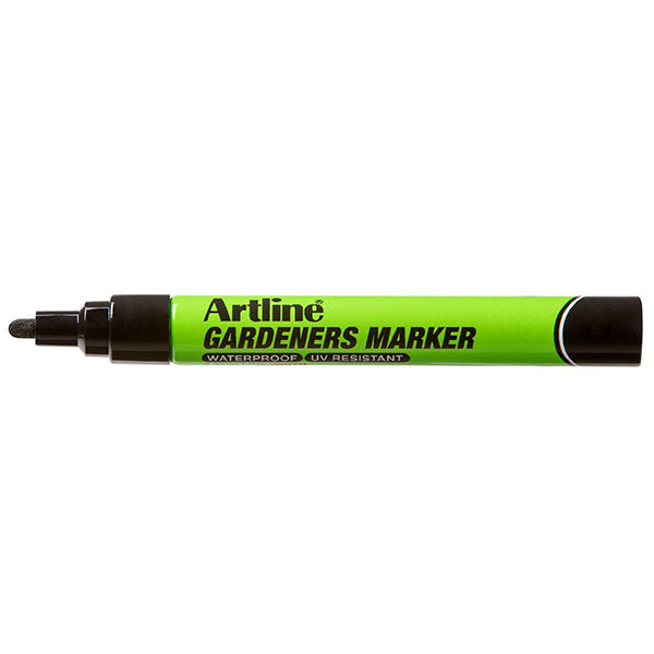 Box of 12 Artline Gardeners Markers in black, perfect for outdoor labeling with permanent, waterproof ink.
