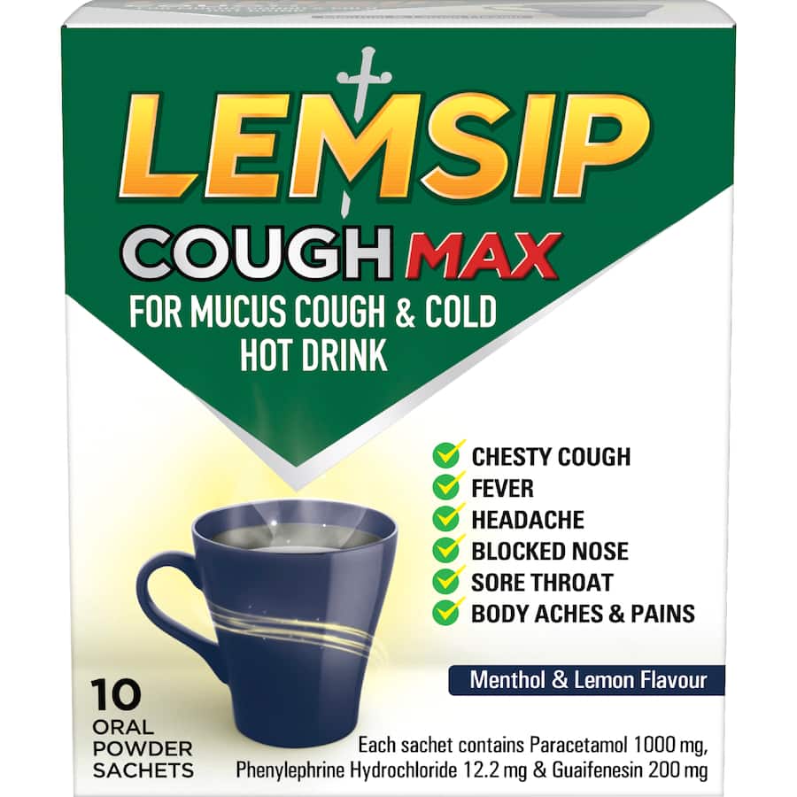 Lemsip Cough Max Cough & Cold Hot Drink Menthol Sachets 10pack