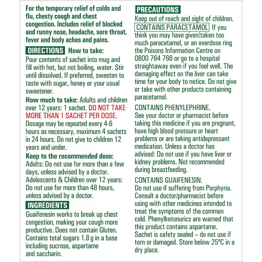 Lemsip Cough Max Cough & Cold Hot Drink Menthol Sachets 10pack